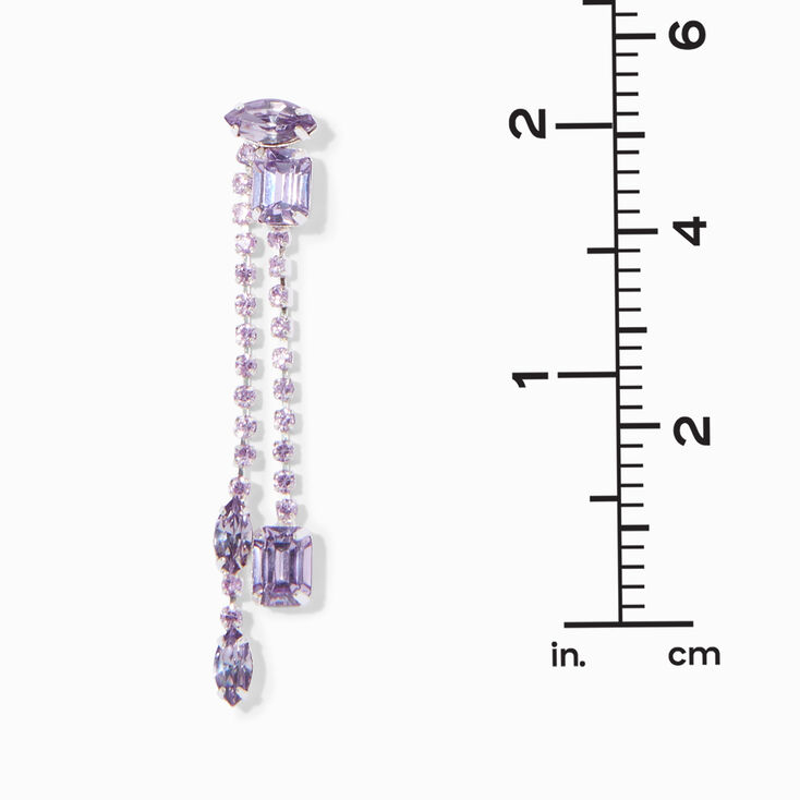 Purple 2&quot; Crystal Drop Earrings,