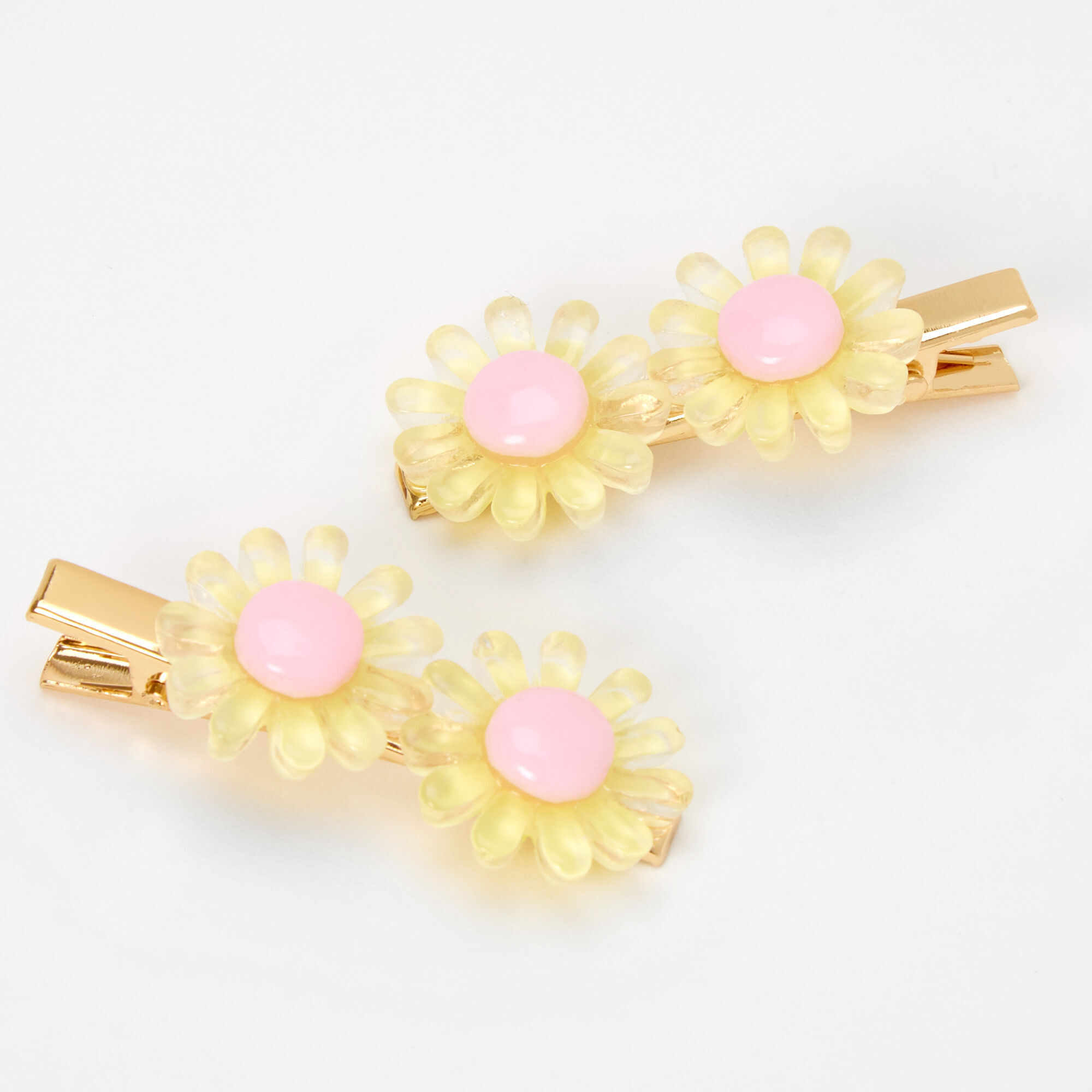 60s Hairstyles for Women and Teens Icing Yellow Daisy Flower Hair Clips - 2 Pack $7.99 AT vintagedancer.com