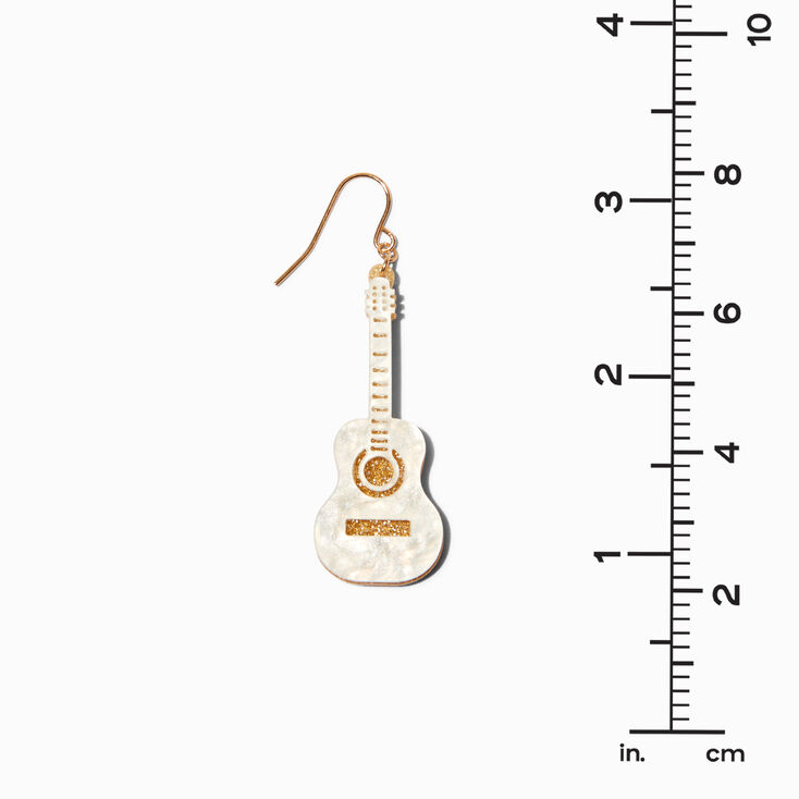 Gold Guitar 2&quot; Drop Earrings,