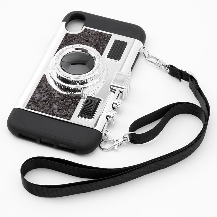 Black Glitter Camera Phone Case - Fits iPhone&reg; XR,