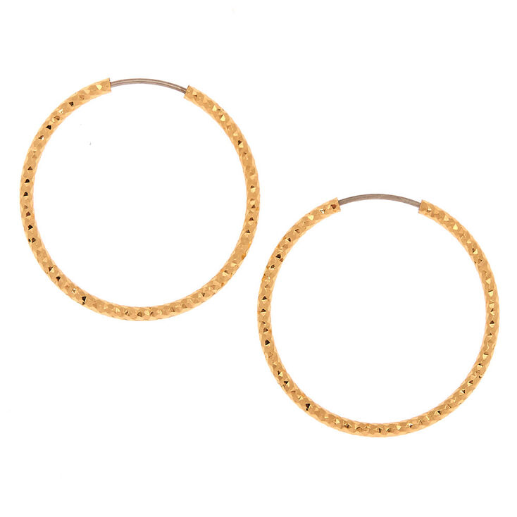 Gold 25MM Textured Hoop Earrings,