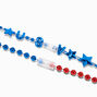 Patriotic Red, White, &amp; Blue Beaded Necklaces - 6 Pack,