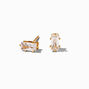 18K Gold Plated Cubic Zirconia 6MM Baguette Stud Earrings,