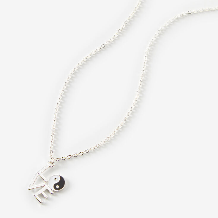 Yin Yang Love 16&quot; Silver Pendant Necklace,