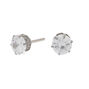 Silver Titanium Cubic Zirconia 6MM Round Stud Earrings,