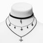 Hematite Starburst &amp; Snake Multi Strand Choker Necklaces - 2 Pack,