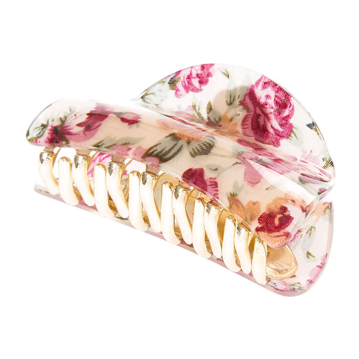 Pink Floral Print Claw Clip,