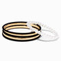 Black Felt &amp; Gold Faux Pearl Bangle Bracelets - 6 Pack,