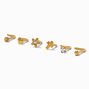 Gold Stainless Steel 20G Icon Nose Studs - 6 Pack,