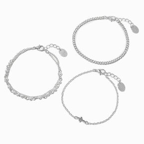 Silver-tone Crystal Cross Bracelet Set - 3 Pack,