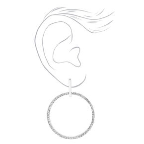 Silver 1.5&quot; Rhinestone Circle Drop Earrings,