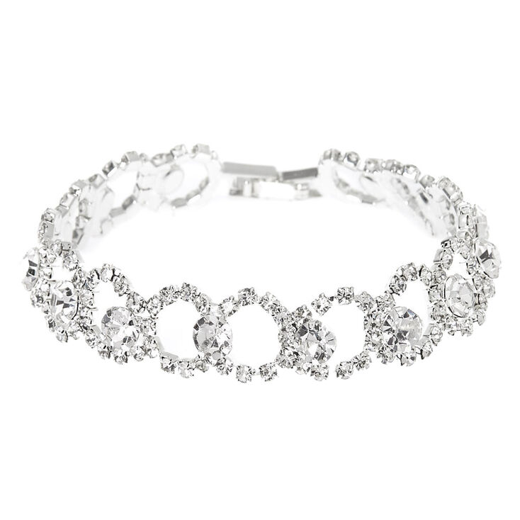 Silver Rhinestone Loop Chain Bracelet,