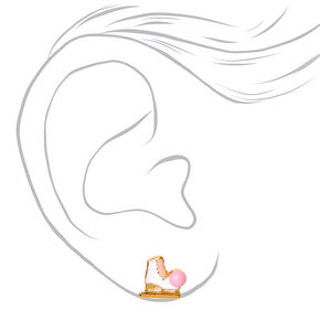 18kt Gold Plated Snowflakes and Ice Skates Stud Earrings - 2 Pack,