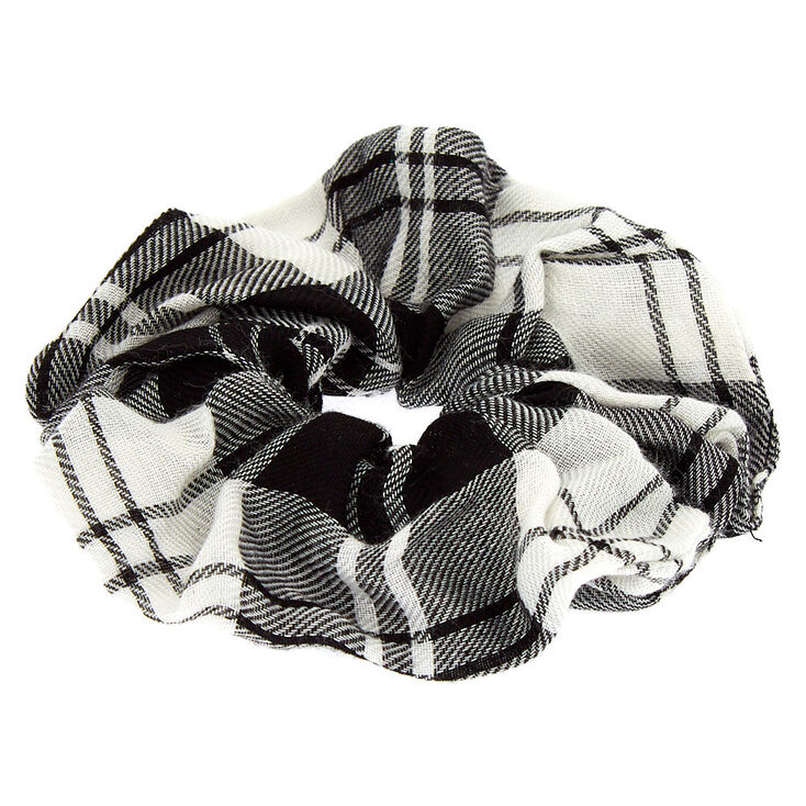 Black & White Plaid Hair Scrunchie,