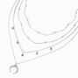 Silver Medallion Horn Multi Strand Choker Necklace,