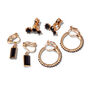 Black Gemstone Gold-tone Clip On Earring Set - 3 Pack,