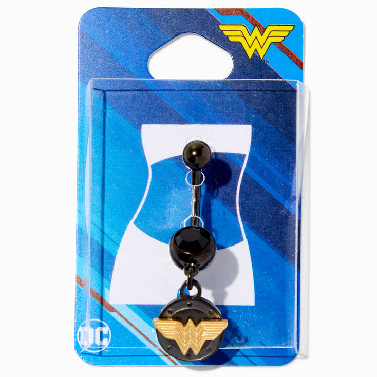 Wonder Woman&reg; Black 14G Dangle Belly Bar,