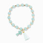 Mint Mushroom &amp; Tassel Beaded Stretch Bracelet,