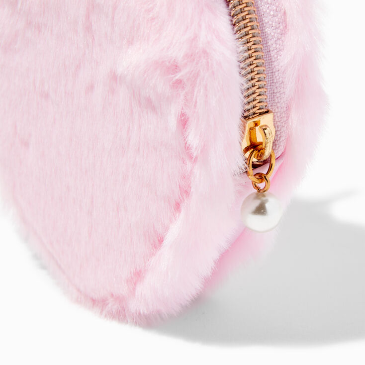 Pink Furry Heart Coin Purse,