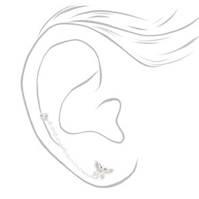Sterling Silver Butterfly Connector Earrings,