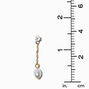 Gold-tone Pearl &amp; Cubic Zirconia 1.5&quot; Liner Drop Earrings,