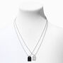 Silver &amp; Black Building Block Pendant Necklaces - 2 Pack,