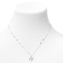 Silver Half Stone Initial Pendant Necklace - N,