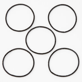 Jet Black Rhinestone Stretch Bracelets - 5 Pack,