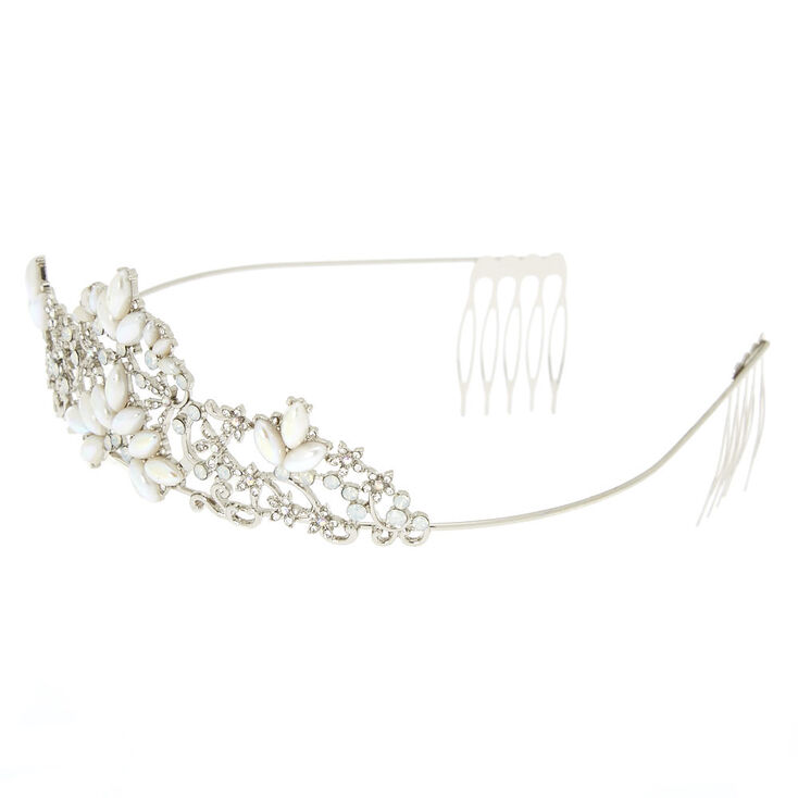 Silver Mermaid Pearl Floral Tiara,