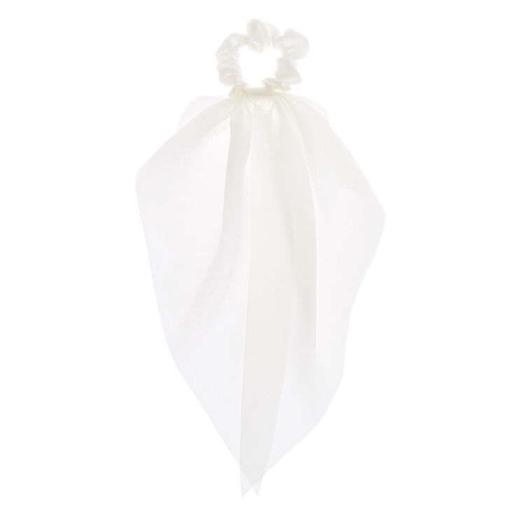 Small Hair Scrunchie Scarf - White,