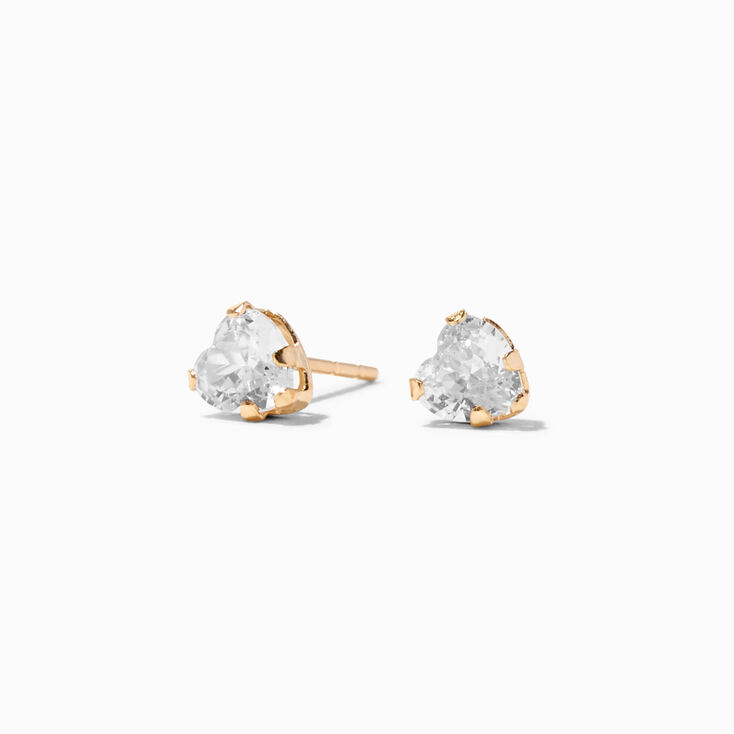 4mm Gold Cubic Zirconia Stud Earrings