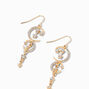 Gold Opal Starburst Moon 2&quot; Drop Earrings,
