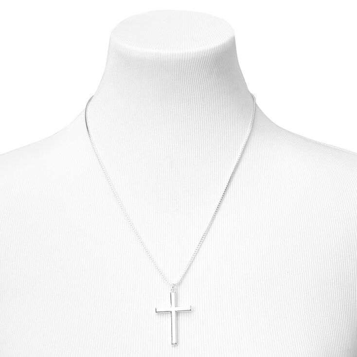 Silver Cross Pendant Necklace,