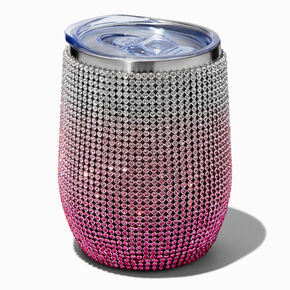 Pink Ombr&eacute; Bling Travel Wine Glass,