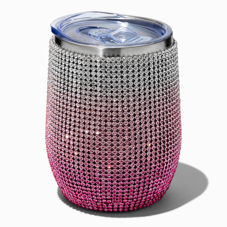 Pink Ombr&eacute; Bling Travel Wine Glass,