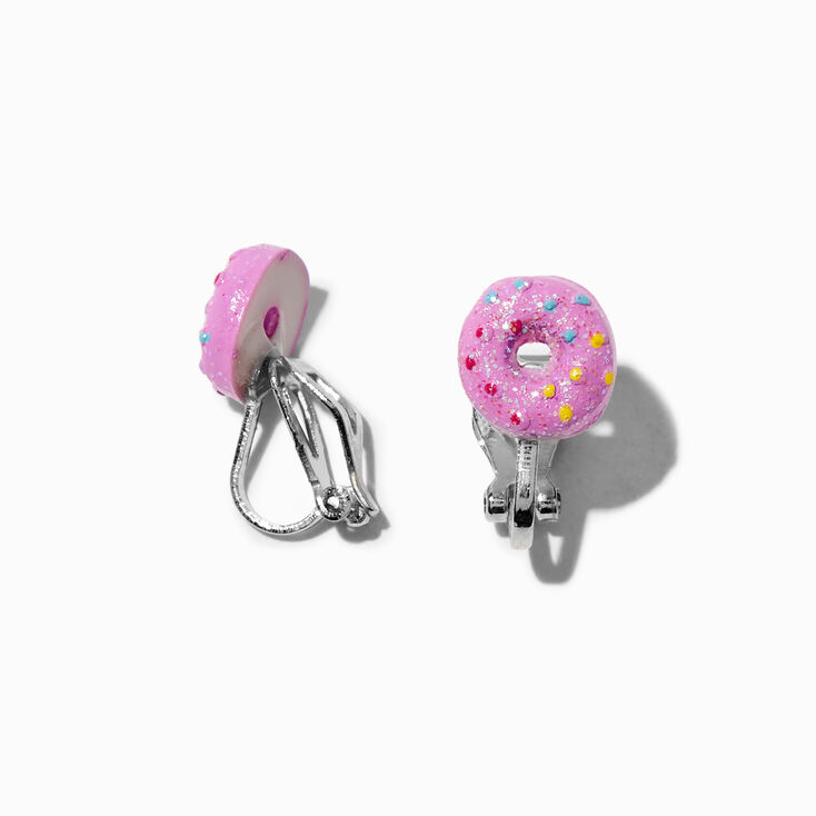 Pink Sprinkle Donut Clip-On Stud Earrings,