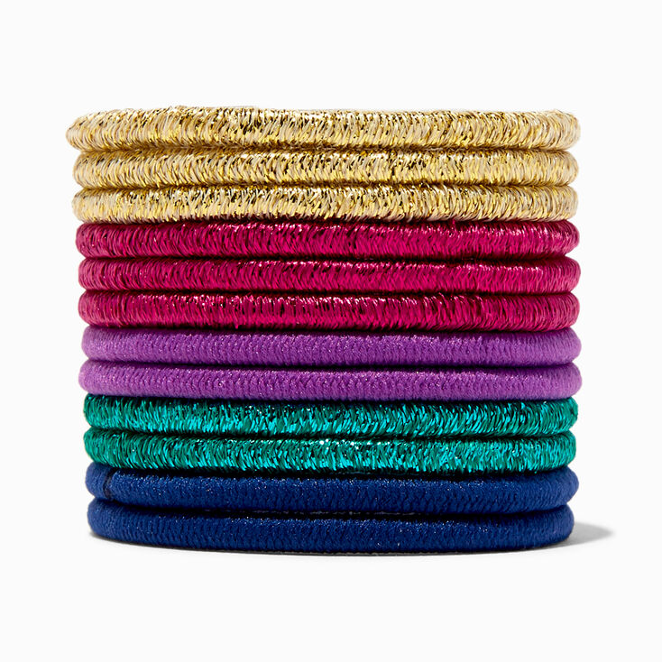Jewel Tone Lurex Hair Ties - 12 Pack,