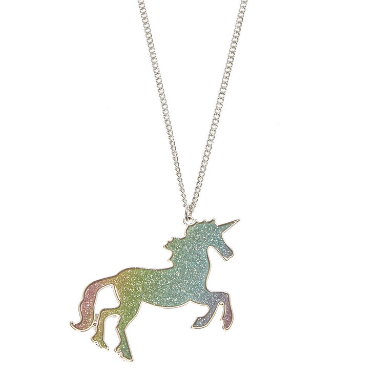 Rainbow Glitter Unicorn Pendant Necklace Icing Us