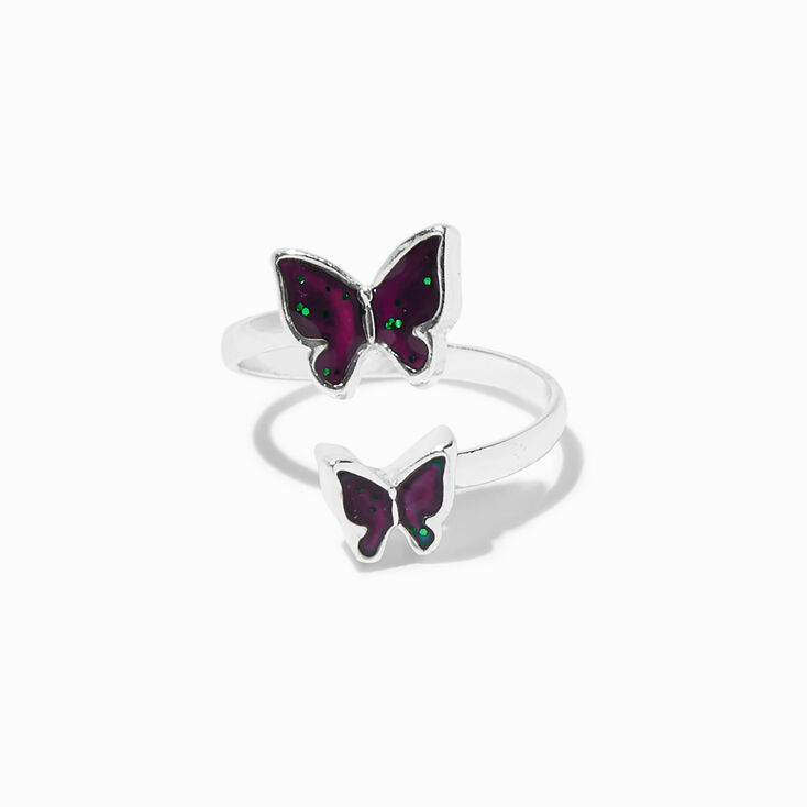 Silver-tone Butterfly Open Mood Ring,