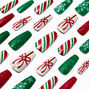 Holiday Stripes &amp; Glitter Squareletto Press-On Faux Nail Set - 24 Pack,