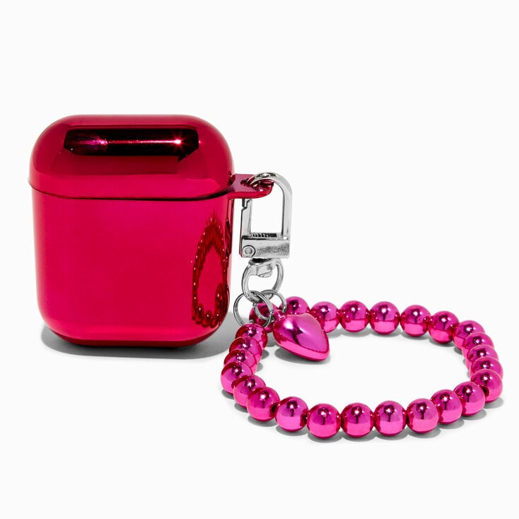 Electro Pink Earbud Case Cover with Wristlet - Compatible with Apple AirPods&reg;,