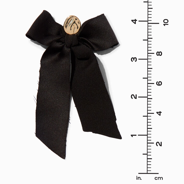 Black Ribbon Bow 3&quot; Drop Earrings,