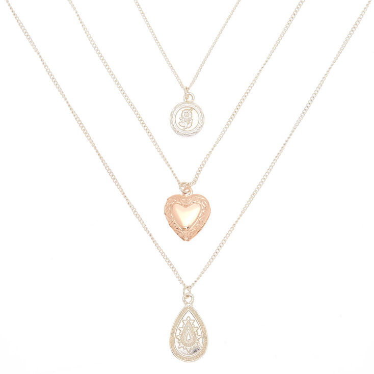 Silver Cameo Pendant Necklaces - 3 Pack,