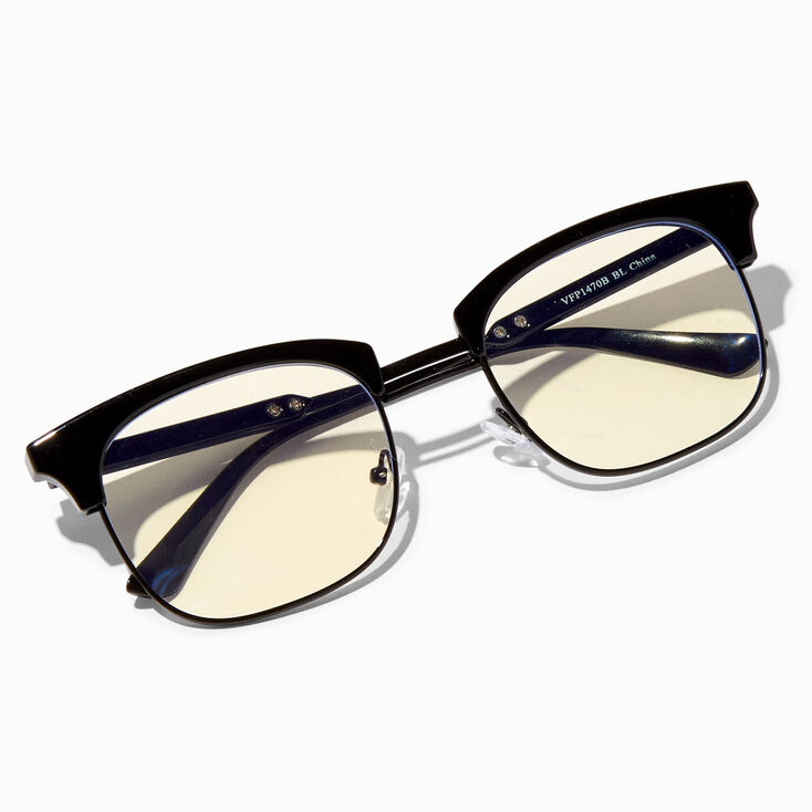 Solar Blue Light Reducing Black Browline Clear Lens Frames,