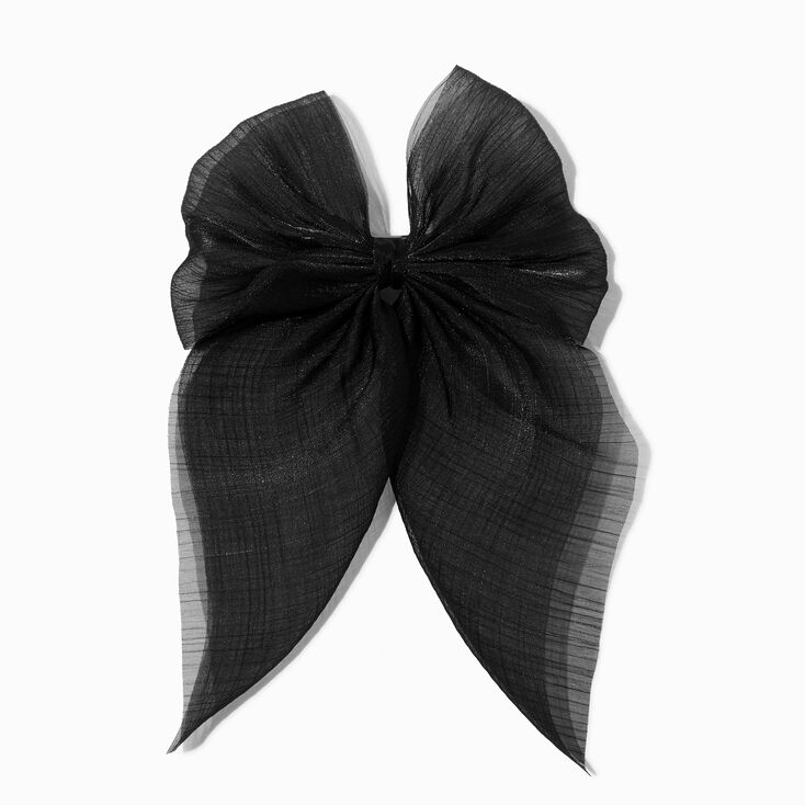 Black Sheer Hair Bow Clip,
