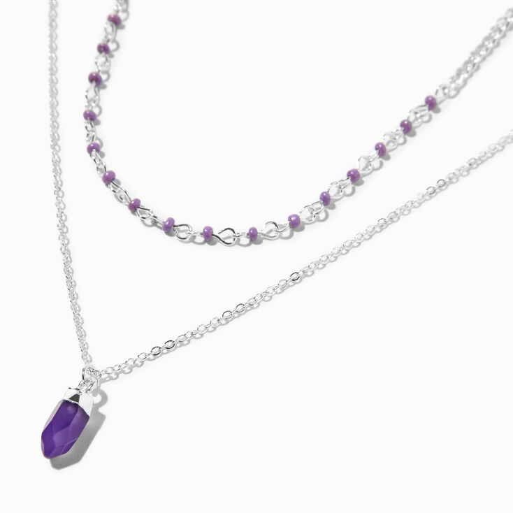 Purple Mystical Gem Silver Multi-Strand Necklace,