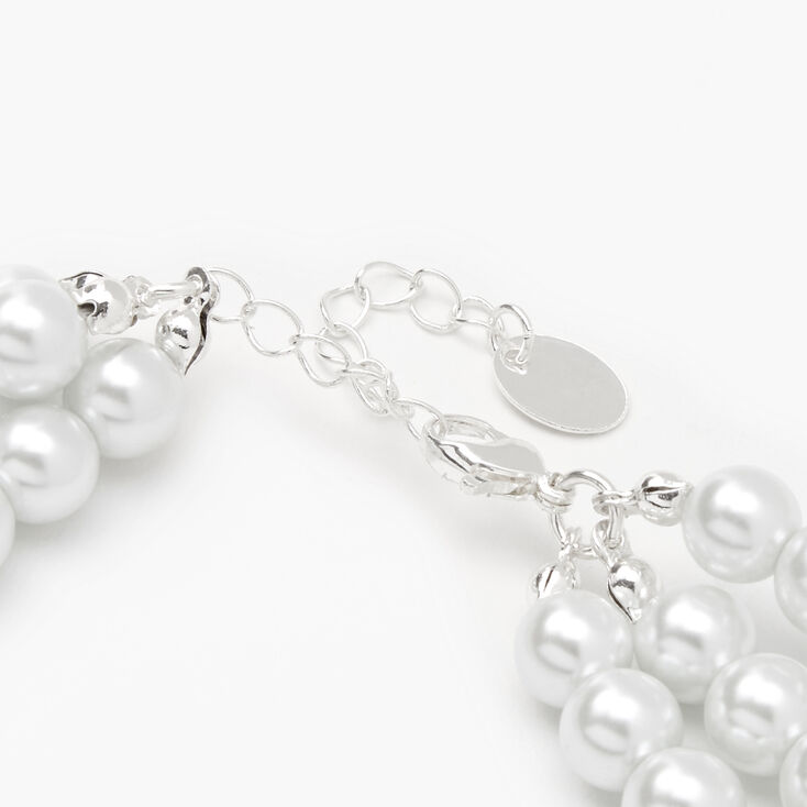 Triple Row Bubble Pearl Statement Necklace,
