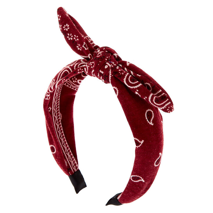 Jersey Bandana Bow Headband - Burgundy,