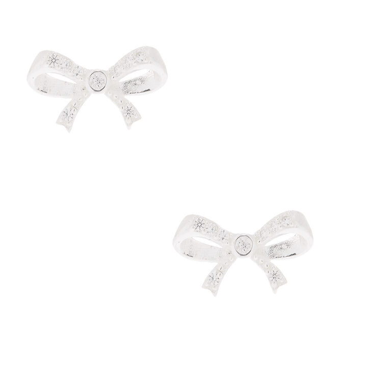 Sterling Silver Bow Stud Earrings,