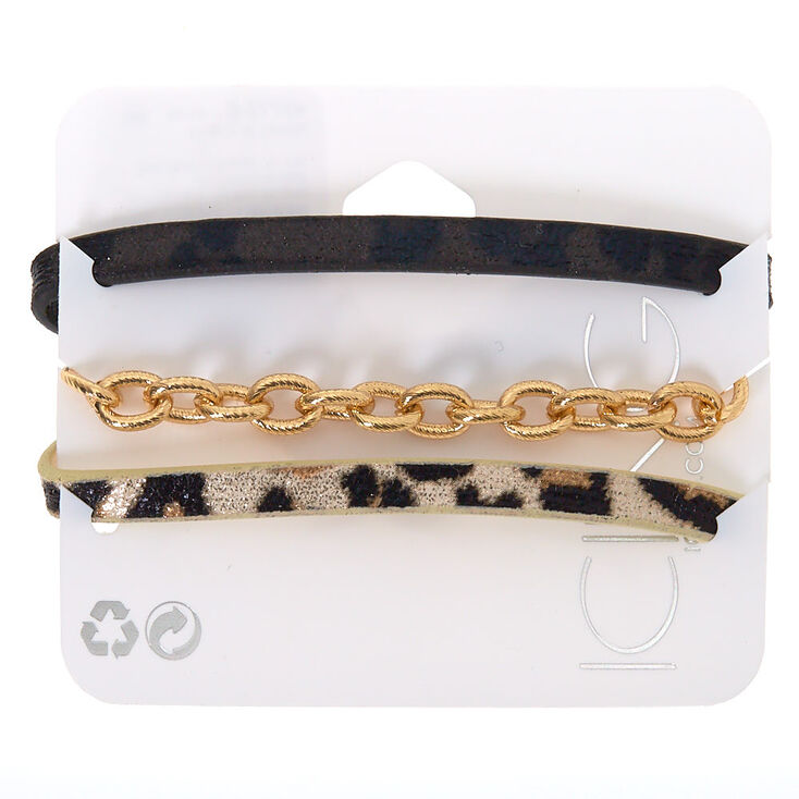 Animal Print Chain Bracelets - 3 Pack,
